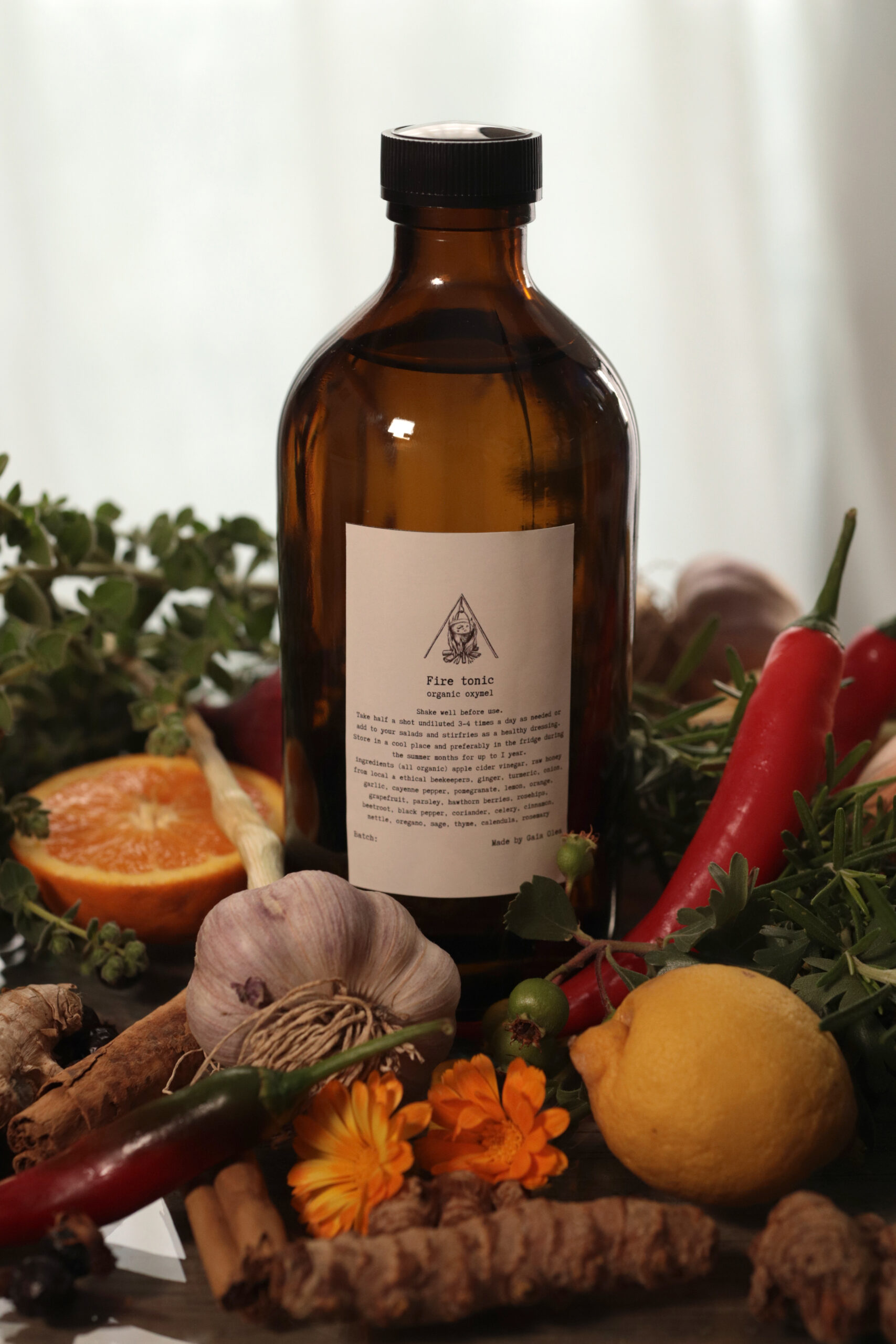 Organic Fire Tonic Oxymel 1 Litre (Preorder- Delivery 1st of December)